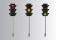 Realistic Traffic Light symbol on  transparent background. Simple road sign. Royalty Free Stock Photo